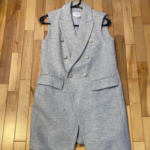 Club Monaco Gray Double-Breasted Vest with Gold Buttons